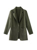 Simple Women's Two Piece Set Dragon Scale Long Sleeve Notched Pleated Blazer And Elastic Waist Straight Pants 2DB4432