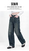 Women Jeans Washed Curved Barrel Loose Draping Wide Leg Autumn Retro Street Style Denim Bottoms Daily Wear
