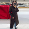 Women's Coat Brown Tweed Wool & Blends Coats Demi-Season Outerwears Oversize Long Coat Woman Peacoat Long Sleeve Overcoats