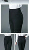 Office Lady Slim Pencil Pants Spring Autumn High Waist Elastic Pockets Solid Elegant Women Casual Straight Trousers