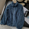 Korean style Coat Women Autumn Winter Women's Long Plush Fleece Zipper Jacket Women Fur Cardigan Coat