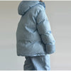 Striped Cotton Jacket Two‑piece Set Women Hooded Zip‑up Coat Wide‑leg Pants Suit Autumn Winter Daily Commute Outfit