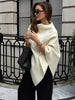 Irregular Draping Knitted Shawl Jumper Knitwear Loose Elegant Cape French Minimalist Cloak Knit Sweater Women Top Spring