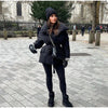 Casual Solid Lace Up Cotton Coat Women Chic Lapel Long Sleeve Warm Loose Pocket Short Jacket Winter Lady Commute Street Outwear