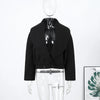 Black Stand Collar Woolen Coats Women's High Street Buttons Full Sleeve Short Overcoats Autumn Female Solid Outwear
