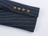 Retro College Women Striped Blazer Lapel Collar Double Breasted Decor Buttons Slim Fit Cropped Suit Jacket Casual Outerwear