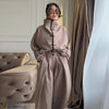 Casual Drawstring Women Outfit Chic Zipper Buttons Long Sleeve Stand Collar Female Coat Drape Wide Leg Pant Loose Streetwear Set