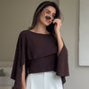 Knit Brown Cape Women's Poncho Autumn Bolero Layers Cloak Cape & Poncho Chic And Elegant Woman Coat Crop Shawl