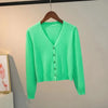 Sweater Knitted Cardigan Button Jacket Spring Autumn V-neck Long Sleeve Casual Short Tops For Women Sweater Grey White