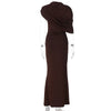 Irregular Ruched Sexy Maxi Dress For Women Elegant Autumn Inclined Shoulder Pleated Club Party Long Dresses Female