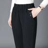 Korean Women Vintage Slim Pants Spring Autumn Streetwear Elastic High Waist Stripe Plaid Straight Casual Trousers