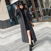 Woolen Women's Coat Korean Version Thick Long Autumn/Winter Slim fit Plaid Woolen Coat Over Knee Trench Coat for Women Wlf