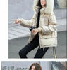Winter Warm Duck Down Jacket Women's Clothes Glossy Fur collar Thicken Parka Short Down Coat Female