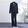 Pinstripe Women's Blazer Coats Back Cut Out Tie Long Sleeve Jackets for Woman Lapel Collar Navy Striped Suit Jacket Office Chic