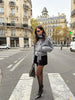 Grey Lace Up Short Woolen Coat Women Chic Solid Stand Collar Double Breasted Pocket Slim Jacket Lady Commute Street Wear