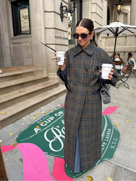 Elegant Cloak Double Breasted Long Coats Women Retro Lapel Double Side Loose Coat Female Autumn Winter Lady Outwear