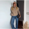 Brown Retro Suede Lapel Zippered Short Jackets Women's Casual Full Sleeves Pocket Loose Coats Spring Daily Commute Outwear