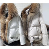 White Duck Down Jacket Winter Women Warm Loose Coat Natural Real Fox Fur Collar Thick Outerwear Parkas