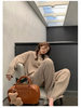 Korean Version of Soft Waxy Lazy Wind Knitting Set Gentle Round Neck Pullover Sweater Wide Leg Pants Two-piece Set Women