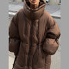 High Collar Puffer Women's Winter Coat Drawstring Waist Cinched Padded Jacket Thick Loose Casual For Ladies Streetwear Parka