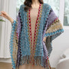 Ethnic Style Cape Oversized Sweater Jacket Women Loose Patchwork Warm Long Scarf Knitted Cardigan Woman