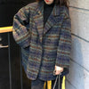 Winter Clothing Plaid Women's Coat Vintage Thicked Wool & Blends Streetwear Casual Coats Tops Abrigos Para Mujer