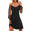 Women Elegant Christmas Maxi Dress Sexy Cold Shoulder Long Sleeve Sequin Slim Fit Vestido Aline Bodycone Suspender Dresses