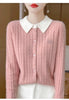 Cashmere Sweater For Women Autumn And Winter Knitted Cardigan For Women Loose Fitting Woolen Sweater Lapel Jacket Camel XXXL