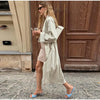 Women's Crinkle Windbreaker Jacket Lapel Full Sleeve Single-Breasted Long Trench Coat Autumn Daily Lady Chic Outwears