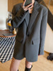 Casual Oversized Black Blazer for Women Korean Style Single Button Suit Jacket Woman Spring Autumn Loose Notched Collar Blazers