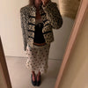 Retro Y2k Women Leopard Fleece Cropped Coat Stand Neck Oriental Frog Fastener Long Sleeve Fuzzy Fur Short Jacket Date Streetwear