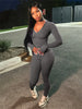Sporty Casual 2 Piece Set Women Tracksuit Hooded Zip Crop Tops+Leggings Fitness Soft Stretch Streetwear Activity Suit