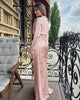 Autumn Elegant Printed Satin Long Dress Women Slim Lace Up V-neck Full Sleeve Pleat Dresses Lady Party Evening Robes
