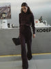 Women's Autumn Winter Knit Cardigan Pants Set Slim Fit Long Sleeve Long Trousers Simple Solid Color Sweater Suit