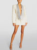 Designer Long Blazer Women's Stylish Backless Diamonds Beaded Shawl Collar Long Blazer