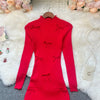 Chic Sexy Wrap Hips Knitted Mini Dress Y2K Aesthetic 3D Bows Bodycon Party Dress Streetwear Lady Dress