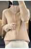 Knitted Cardigan Jacket Women Spring Autumn Flip Collar Female Appear Thin Long Sleeve Slim Ladies Sweater Coat