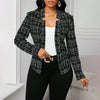 Women's Elegant Plaid Open Front Blazer Office Wear Long Sleeve Notched Lapel Jacket