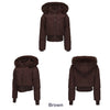 Women's Bomber Jacket Hooded Cropped Coat Winter Jacket Woman Cool Warm Clothes Coffee Black White Clothing XXL