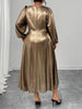 Plus Size Surplice Neck Long Sleeve Elegant Party A-Line Dress Autumn Women's High Waist Slim Maxi Long Dresses