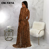 Women Set Street Leopard Print full Sleeve Bodysuit Tops + long Skirts Suits Party Street Two 2 Piece Dress Sets