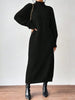 Winter Knit Dresses Women Turtleneck Straight Long Dress Autumn Solid Full Sleeve Thick Casual Vestidos Basis Lady