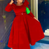 Autumn Stylish Women Evening Party Dress Long Puff Sleeve Elegant Pleated A-Line Gowns Birthday Wedding Celebrate Robes