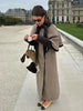 Elegant Cloak Double Breasted Long Coats Women Retro Lapel Double Side Loose Coat Female Autumn Winter Lady Outwear