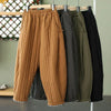 Winter Warm Clip Cotton Thickened Retro Down Cotton Pants for Women's Outwear Elastic Waist Loose Relaxed Pants