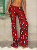 Print Pants Women Casuals Simple Elastic Waist Midnight Street Clubwear Daily Chic Wide-Leg Bottoms