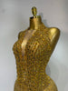 Women Sexy See Through Stretch Bodysuits Birthday Dress Dancer Performance Wear Mesh Rhinestone Nightclub Hotwife Outfit