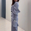 Lady Casual Long Sleeve Pleated Floor Length Dress Hight Waist Slim Party Dress Elegant O-neck Patchwork Irregular Gowns