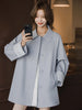 Women Mid Long Windbreaker Autumn Trench Coat Raglan Sleeve Lace Korean Style Ladies Outer Coat
