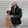 Chic Shiny Hooded Cotton Jacket With Belt Women Elegant Long Sleeve Zipper Lace Up Coats Lady Winter Street Warm Outerwear